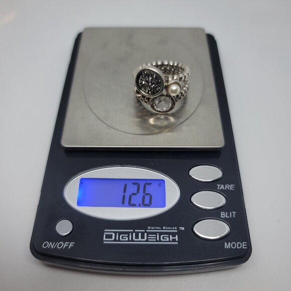 Druzy, Pearl, Quartz & Sterling Ring - Picture 5 of 5